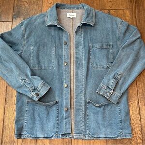 Unison Blue Denim Shirt Jacket, unisex Size Large